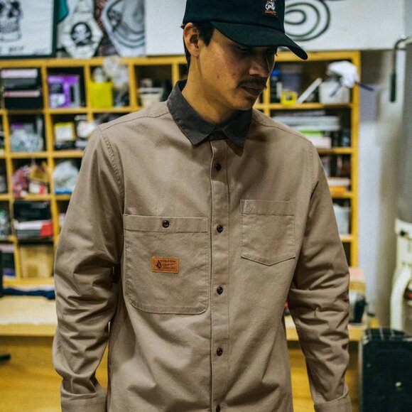VOLCOM Debasser Long Sleeve Shirt BUTTON UP WORKSHIRT MEN'S SIZE 2XL XXL NEW - Picture 1 of 6